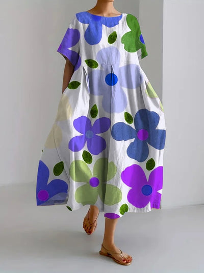 ELIANA | Robe Midi Fleurie avec Style Décontracté et Confort Estival pour des Jours Colorés