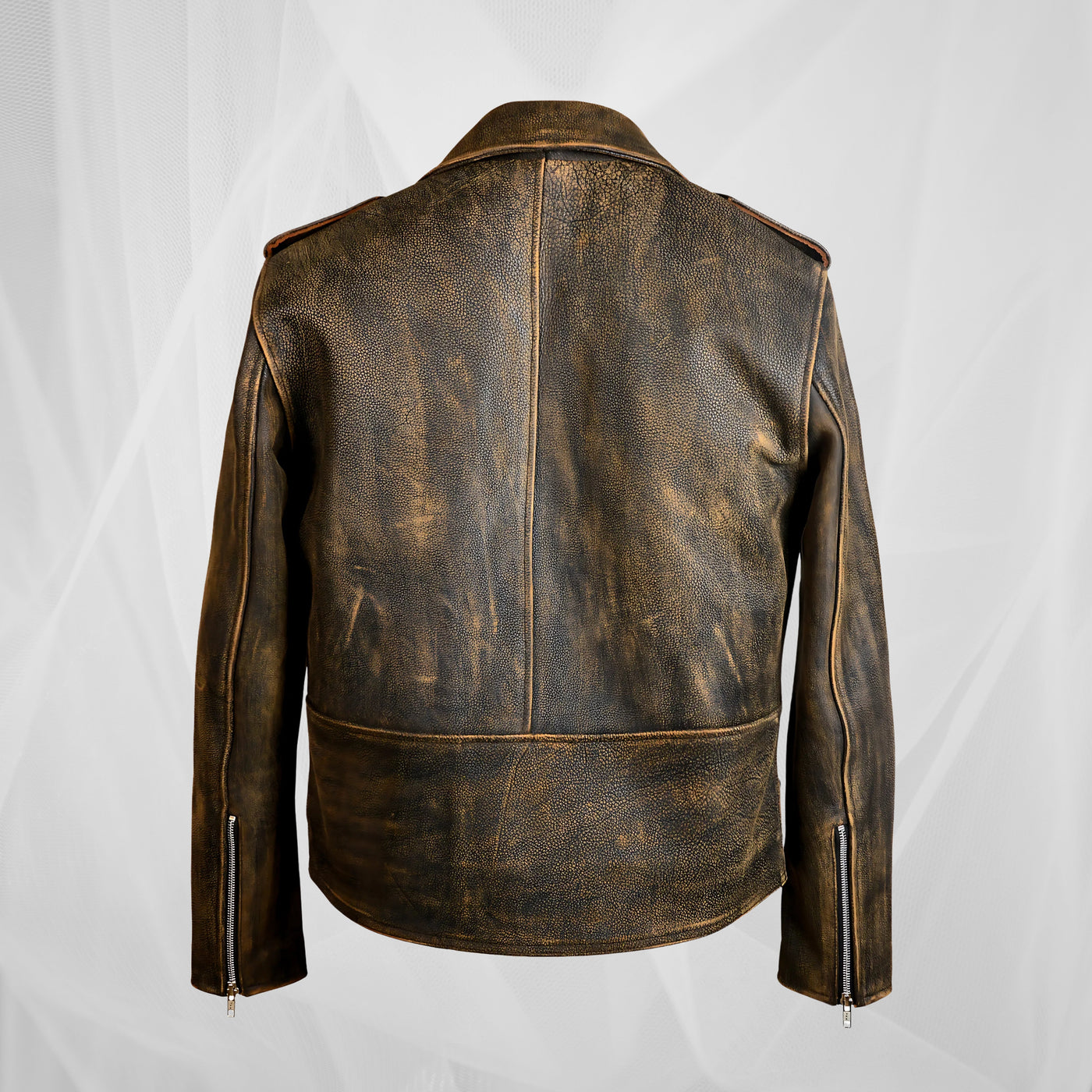 Veste de moto en cuir vintage avec un caractère audacieux