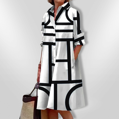 Estelle | Robe Bouton Géométrique Élégante