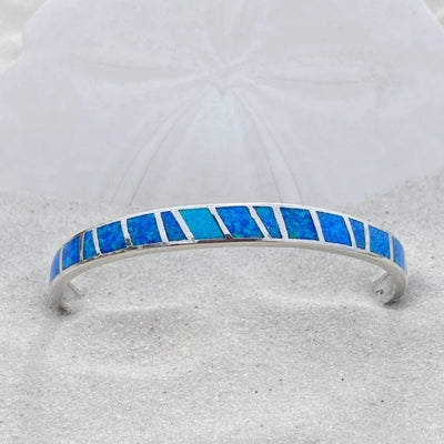Bracelet en Opale Bleue et Argentée