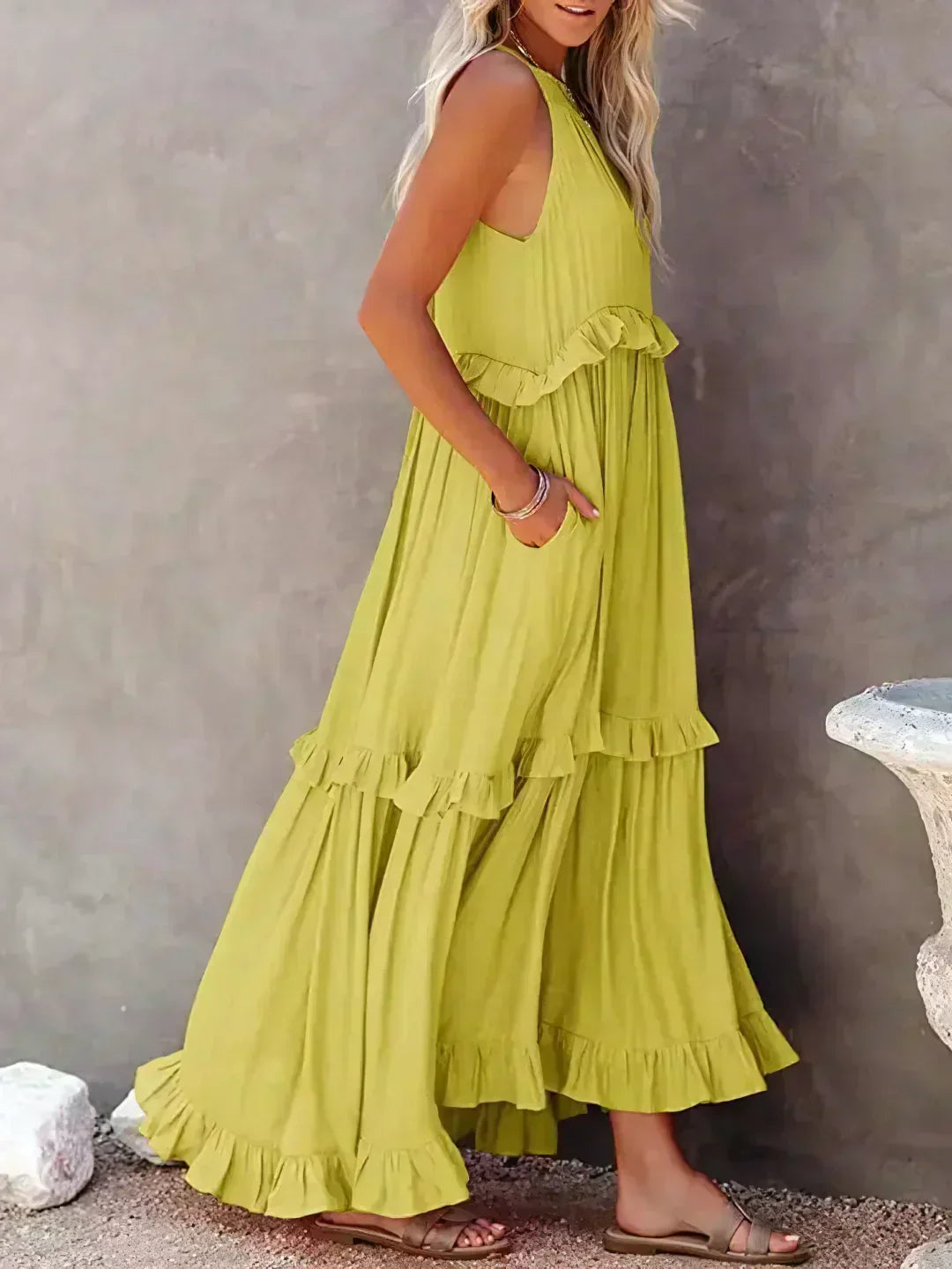 Sarah | Robe Maxi Volante Halter (Quasi épuisé)