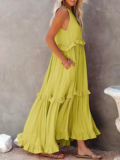Sarah | Robe Maxi Volante Halter (Quasi épuisé)