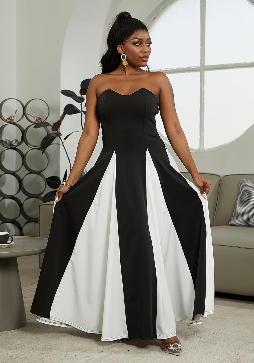 Amelia | Robe Maxi de Contraste Élégante