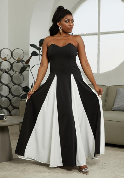 Amelia | Robe Maxi de Contraste Élégante