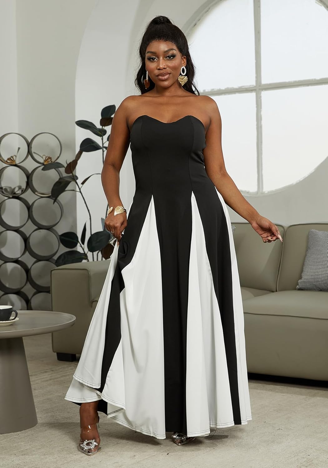Amelia | Robe Maxi de Contraste Élégante