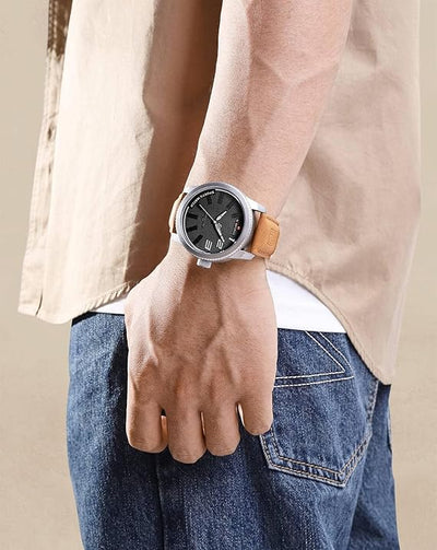 Montre en cuir militaire sportive et résistante aux chocs
