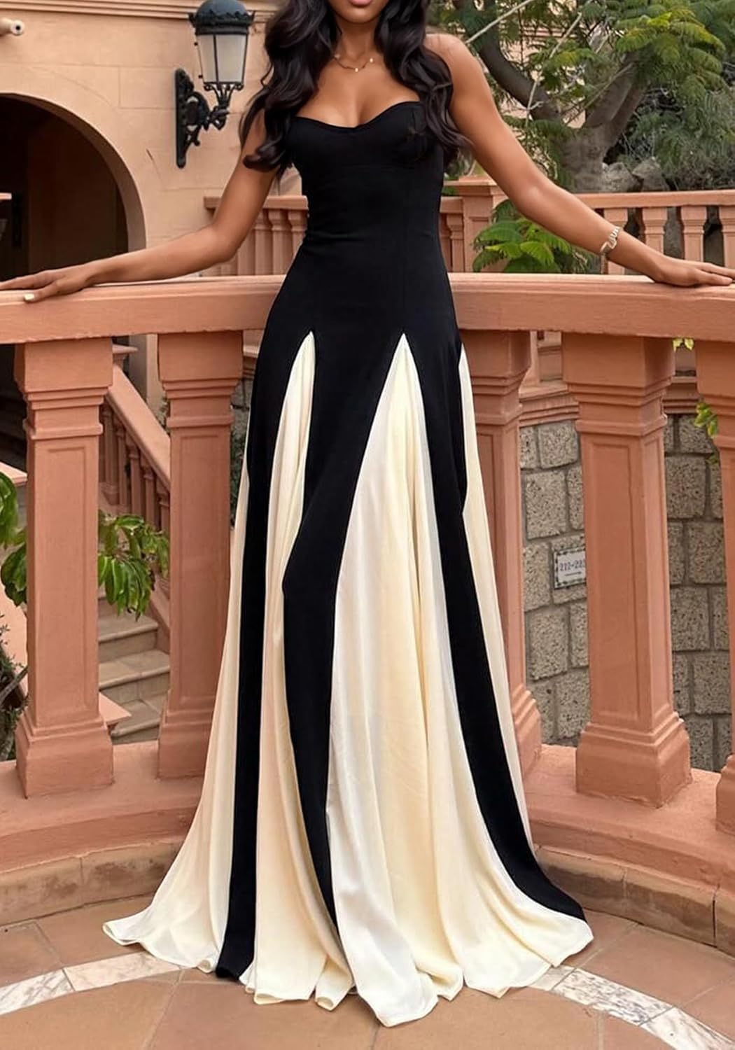 Amelia | Robe Maxi de Contraste Élégante