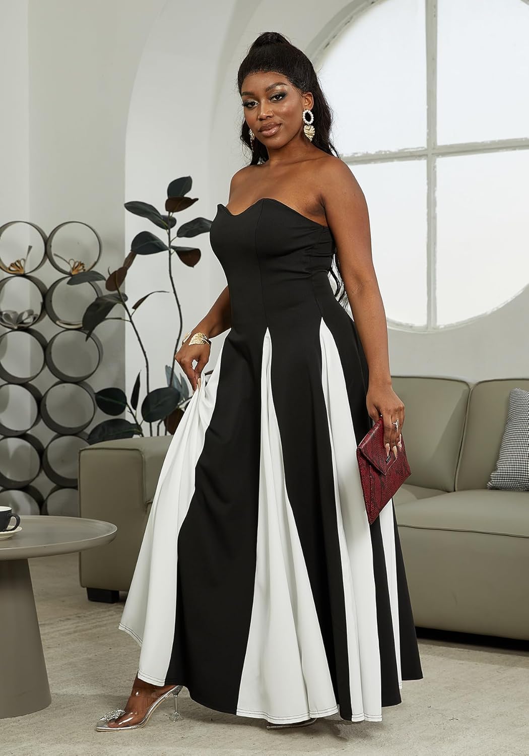 Amelia | Robe Maxi de Contraste Élégante