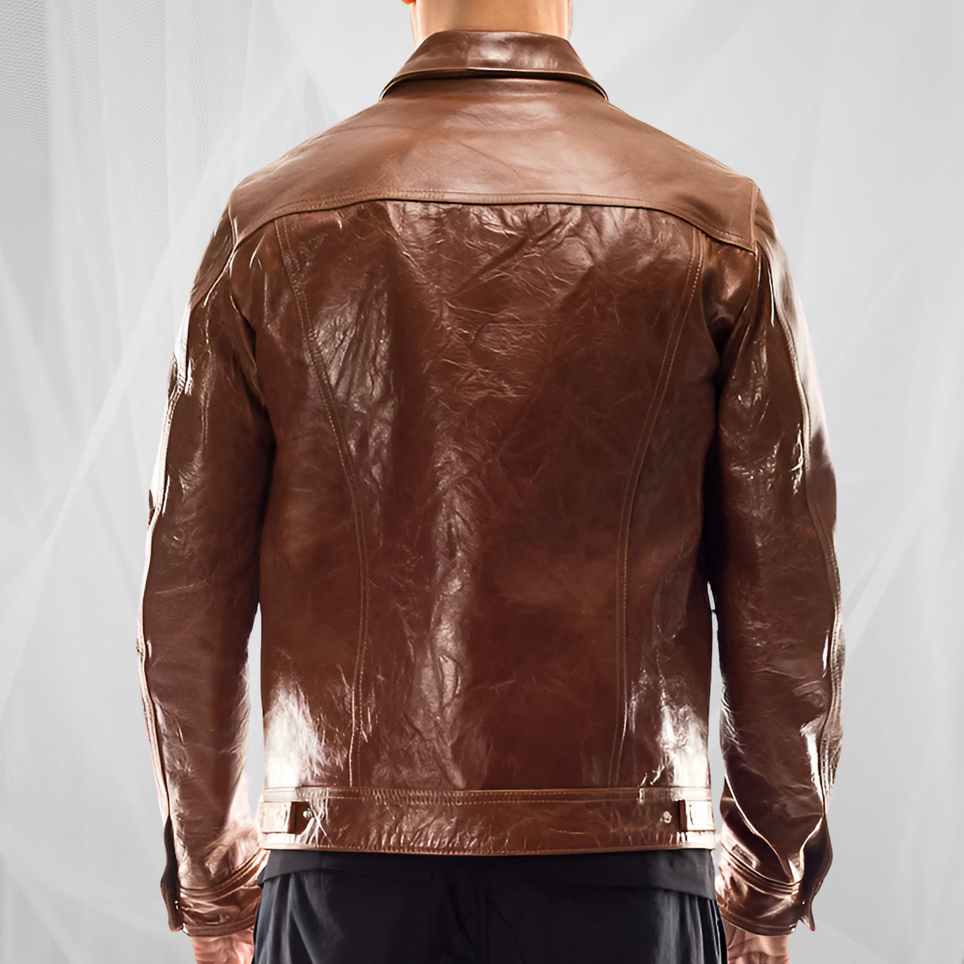 Veste classique en cuir d'agneau élastique