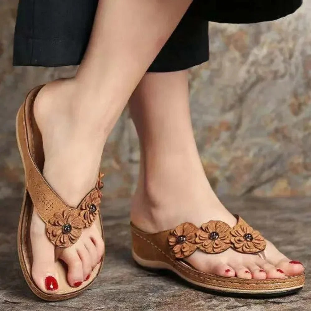 Aria™ - Sandales Orthopédiques à Fleurs avec Clip pour orteils