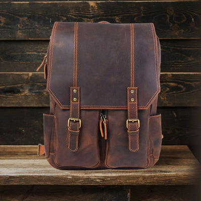 BIEFELD | Sac à Dos en Cuir Marron