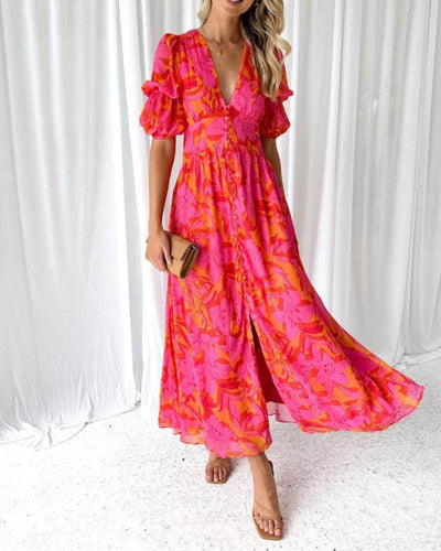 Barbara - Robe maxi rouge-rose
