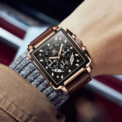 Montre chronographe à cadran carré fashion