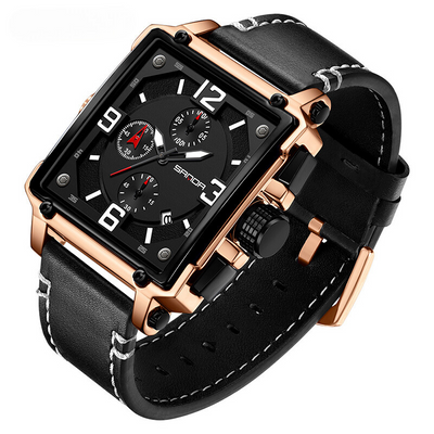 Montre tactique en cuir pour hommes avec quartz