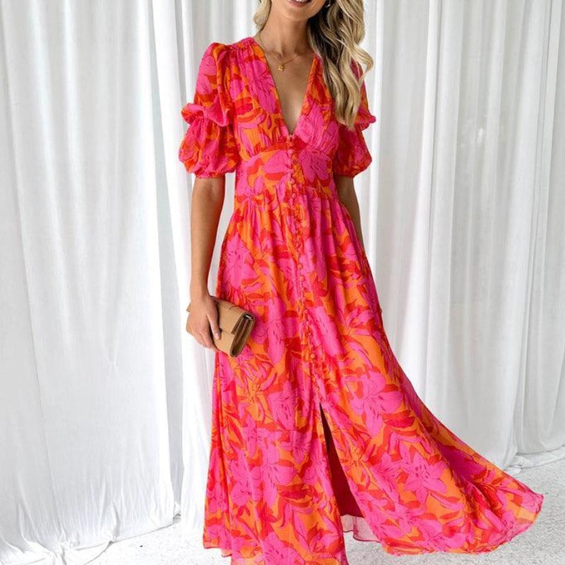 Lavinia | Élégant Robe Maxi avec Imprimé Floral