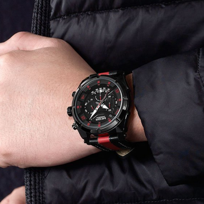 Montre Chronographe Sport Militaire en Cuir de Luxe