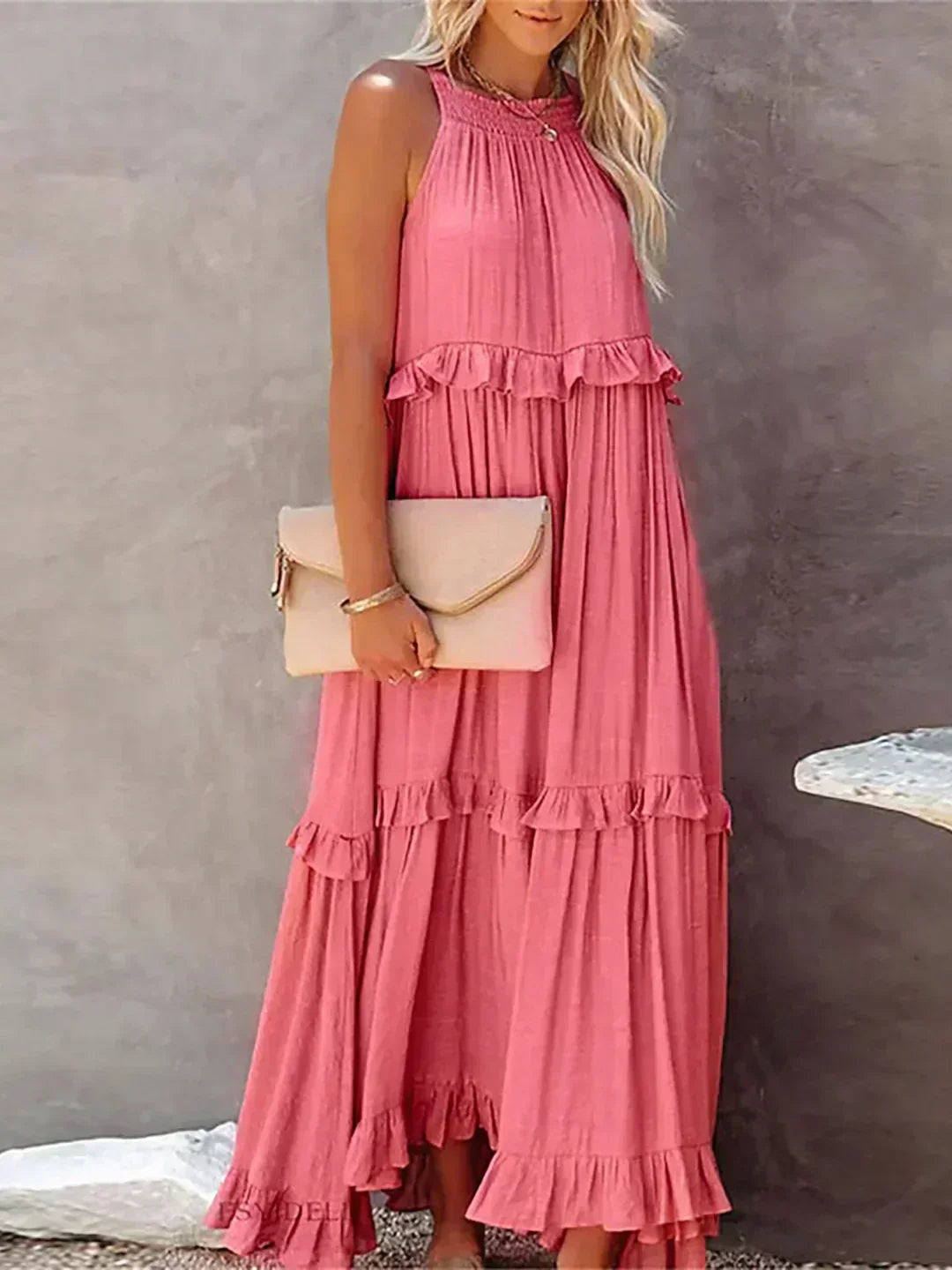 Sarah | Robe Maxi Volante Halter (Quasi épuisé)