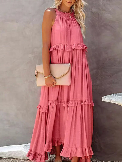 Sarah | Robe Maxi Volante Halter (Quasi épuisé)