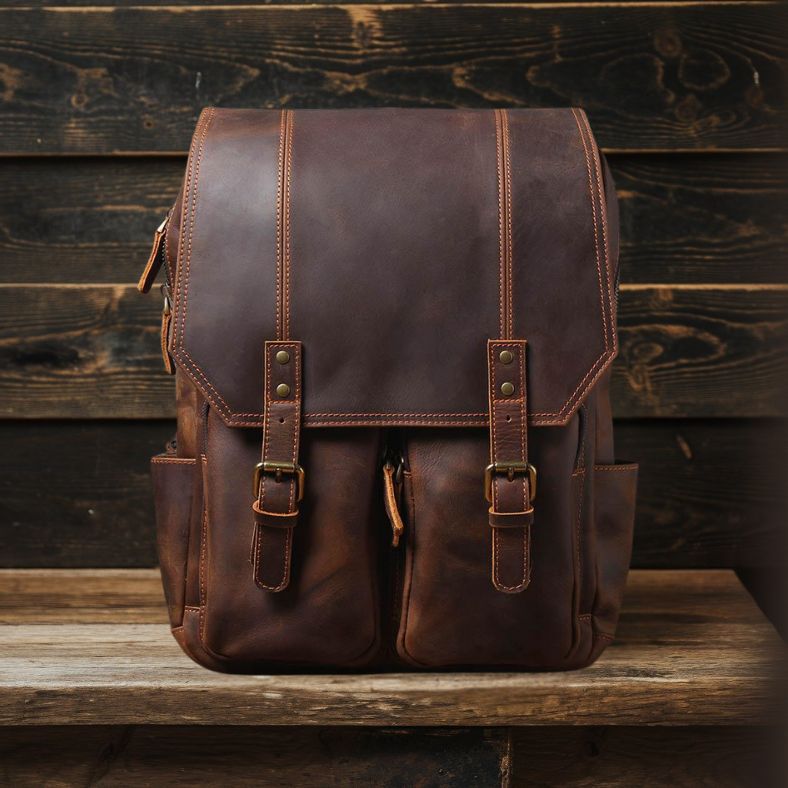 BIEFELD | Sac à Dos en Cuir Marron