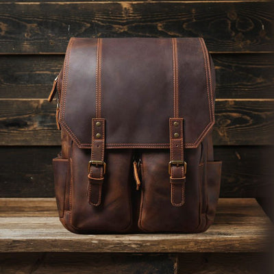 BIEFELD | Sac à Dos en Cuir Marron