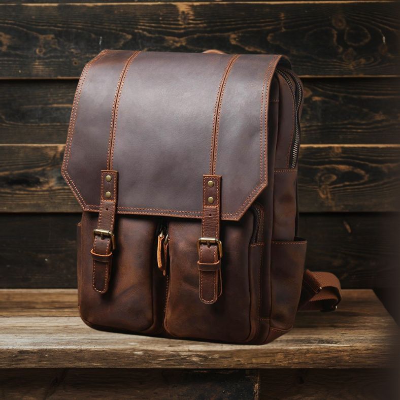 BIEFELD | Sac à Dos en Cuir Marron