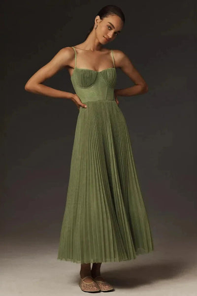 Beatriz - Robe midi plissée et ajustée
