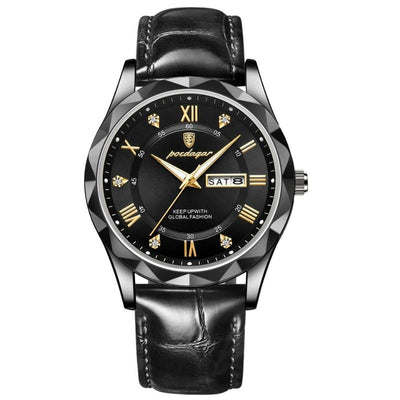 Montre à Quartz avec Bracelet en Cuir de Luxe