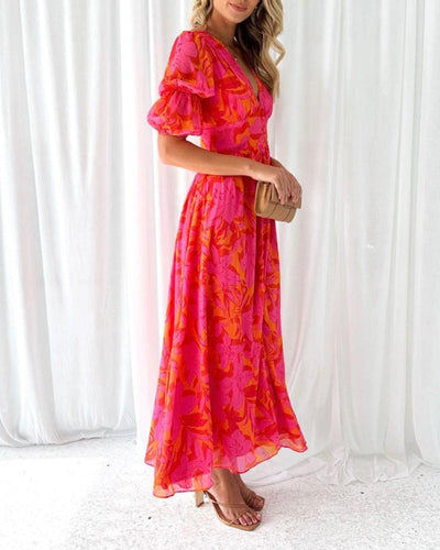 Barbara - Robe maxi rouge-rose