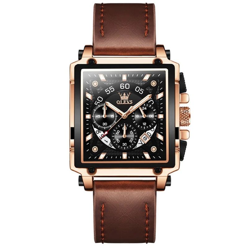 Montre chronographe à cadran carré fashion