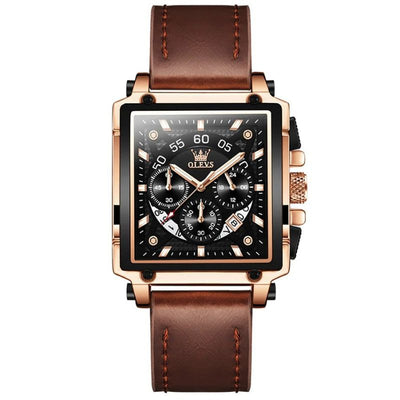 Montre chronographe à cadran carré fashion