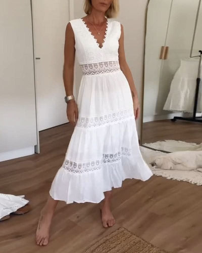 ROSA™ - ROBE CHEMISE EN LACE AVEC DÉCOLLETÉ EN V