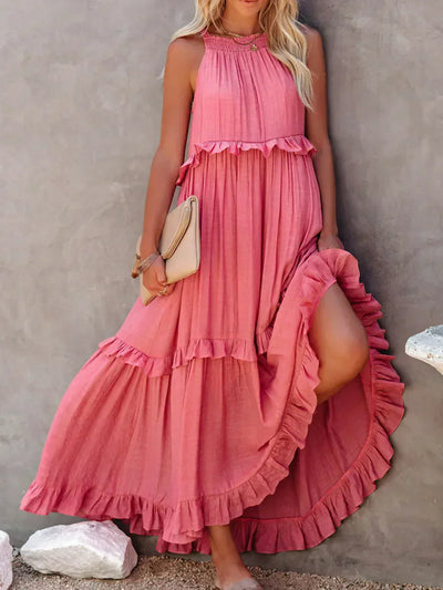 Sarah | Robe Maxi Volante Halter (Quasi épuisé)