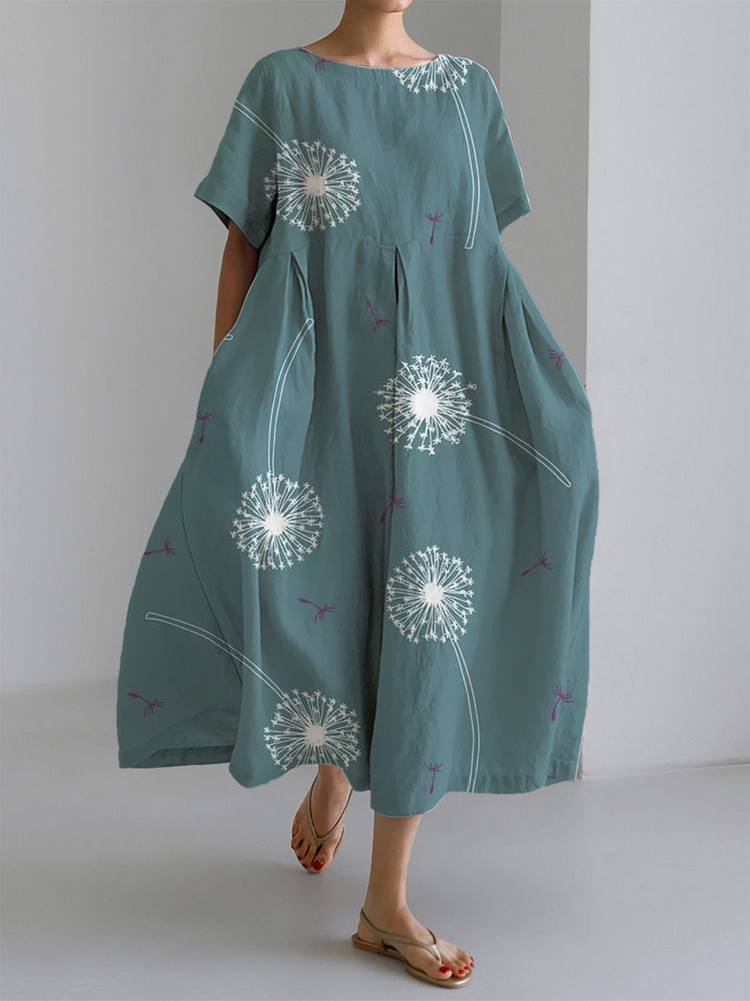 GABRIELLA | Robe Maxi d'Été avec Confort Total et Imprimé de Pissenlit pour des Moments de Liberté