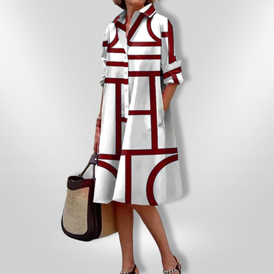 Estelle | Robe Bouton Géométrique Élégante
