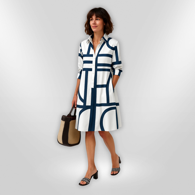 Estelle | Robe Bouton Géométrique Élégante