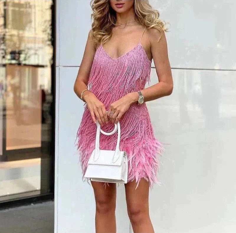 Brielle - Mini robe en plumes