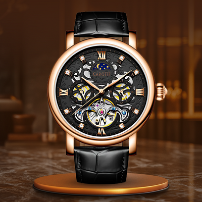 Montre automatique mécanique en cuir d'affaires