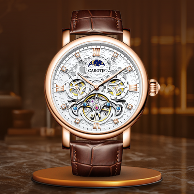 Montre automatique mécanique en cuir d'affaires