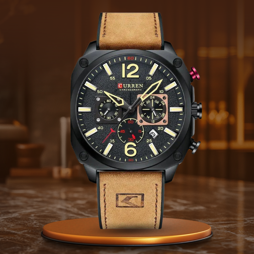 Montre-bracelet en cuir d'affaires à quartz
