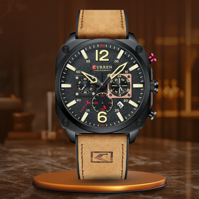 Montre-bracelet en cuir d'affaires à quartz