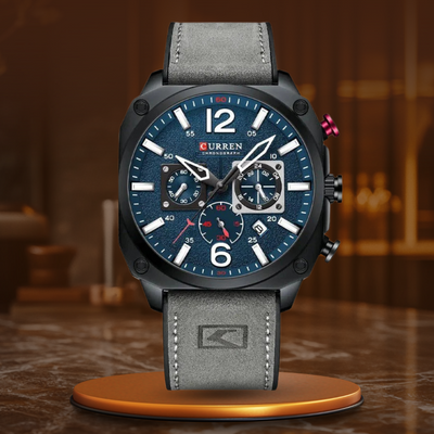 Montre-bracelet en cuir d'affaires à quartz