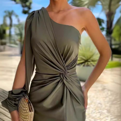 Alisa - Robe longue de luxe à épaule unique pour femme
