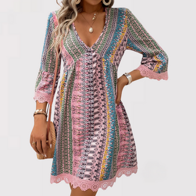 Melina | Robe V-Cou Boho Chic