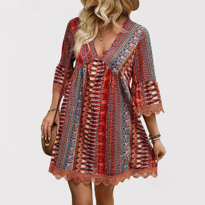 Melina | Robe V-Cou Boho Chic