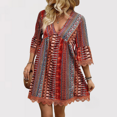 Melina | Robe V-Cou Boho Chic