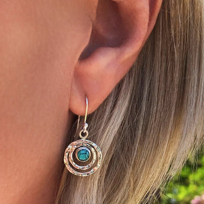 Boucles d'Oreilles Boho Saturne avec Turquoise