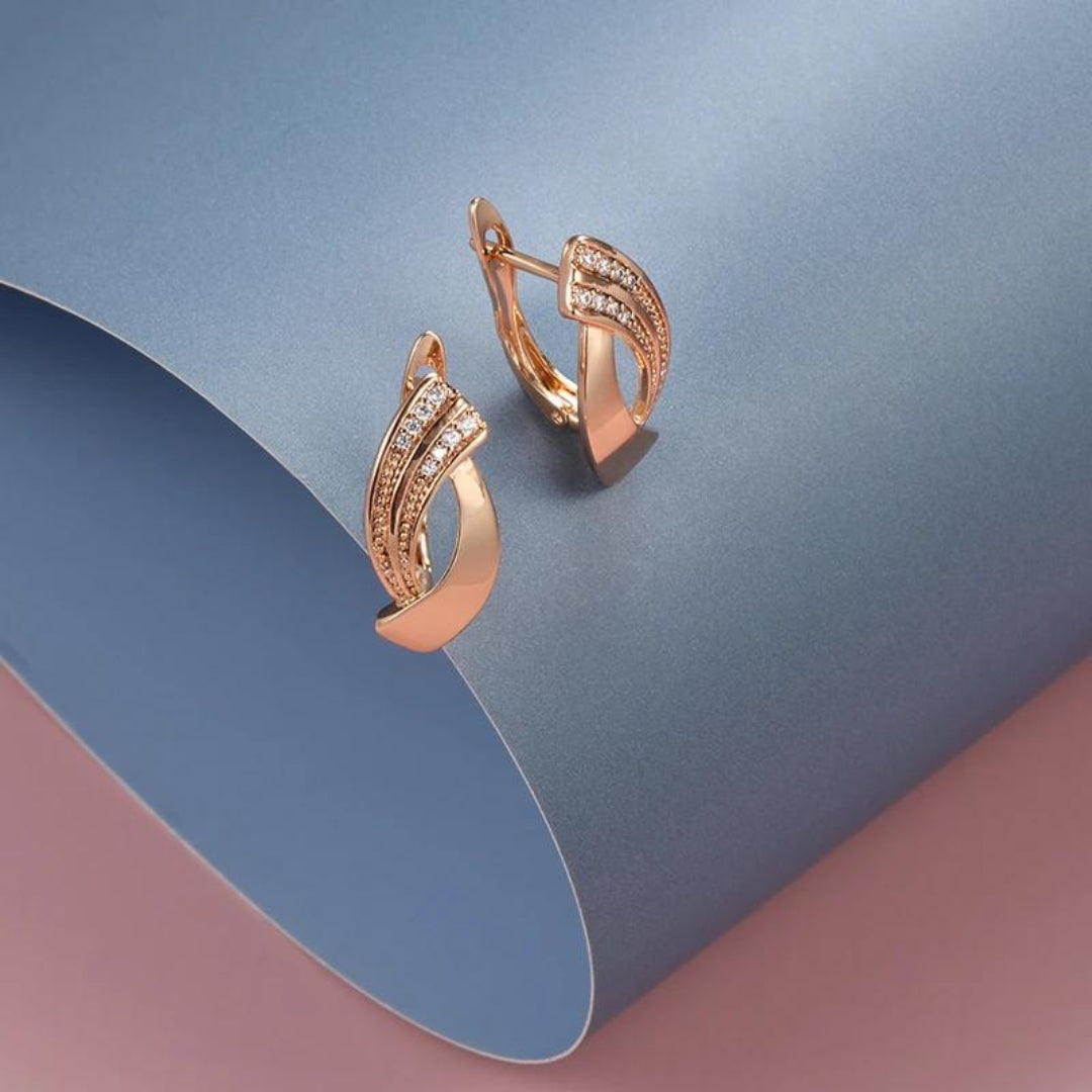 Boucles d'Oreilles Élégantes en Zirconium sur Or Rose