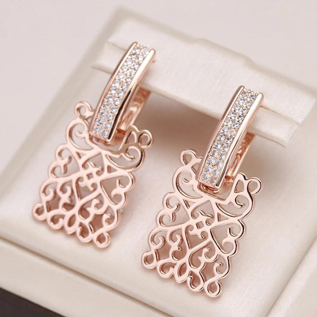 Boucles d'oreilles en Zirconium Rose Doré Ivy