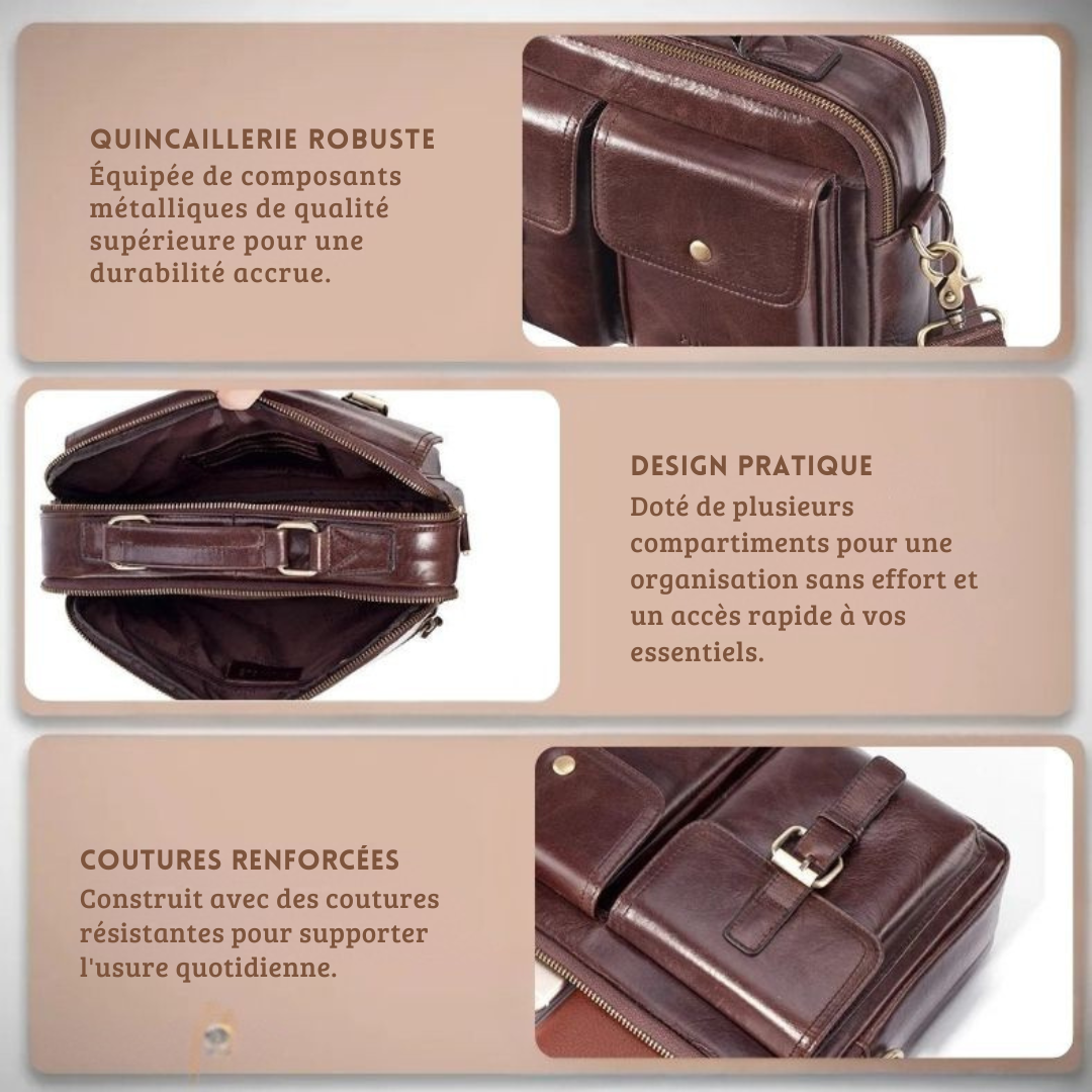 CULLEN | Sac Messager en Cuir Véritable