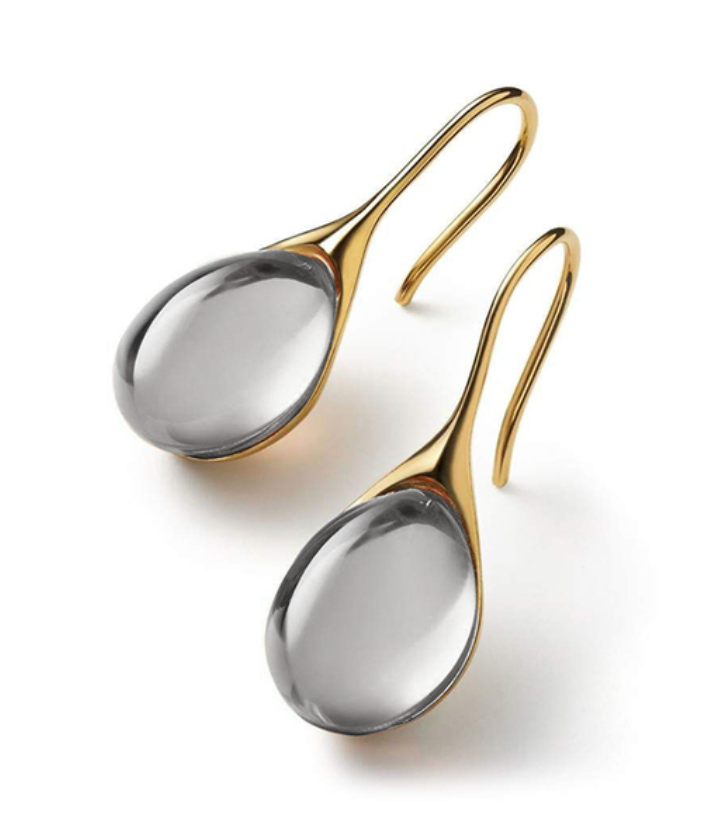 Boucles d'Oreilles en Cristal en Or et Argent